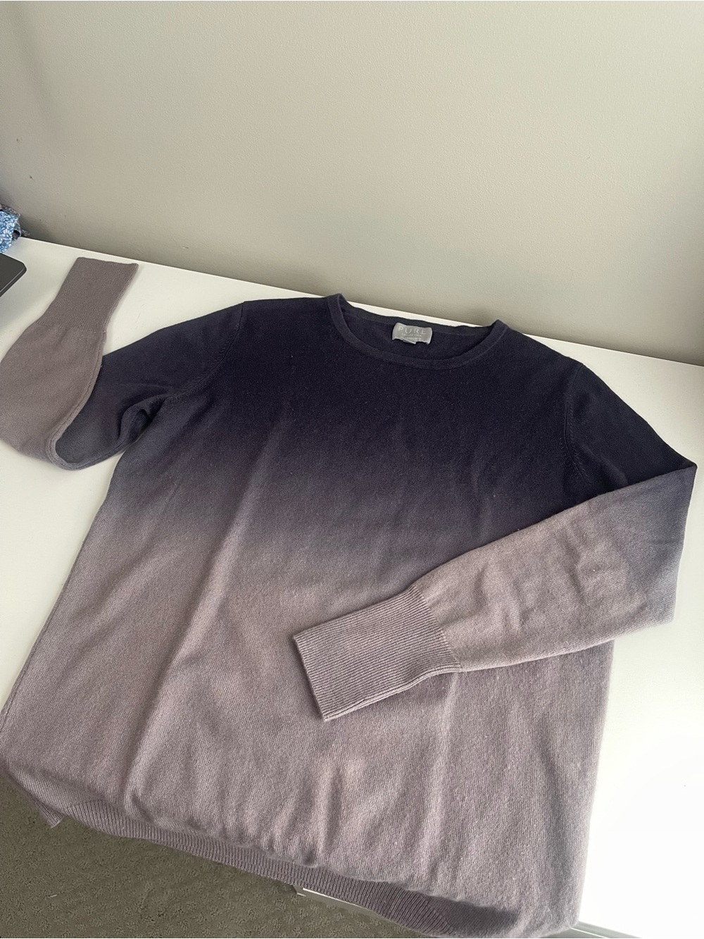 Pure Collection Cashmere Ombre Crew Neck Plum Sweater